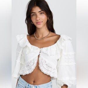 Farm Rio Off White Lace Crop Top